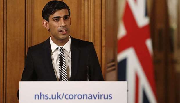 Rishi Sunak, UK chancellor of the exchequer, speaks during a daily coronavirus briefing inside number 10 Downing Street in London on Tuesday.