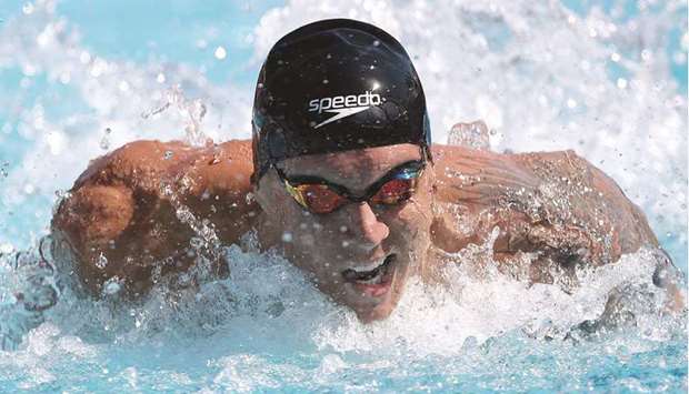 Caleb Dressel competes in the menu2019s 100m butterfly final on Day Two of the TYR Pro Swim Series at Mission Viejo at Marguerite Aquatics Center in Mission Viejo,California. (Getty Images/AFP)