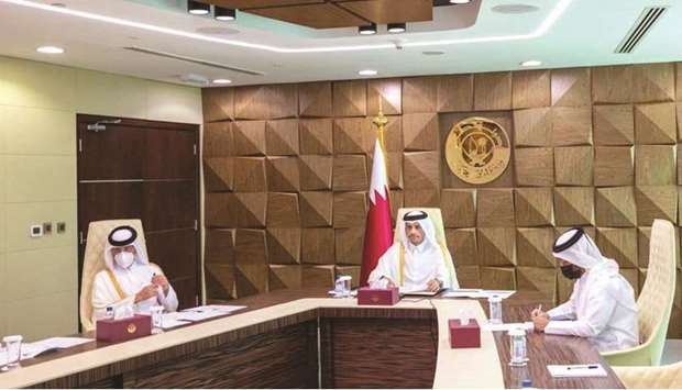 HE the Deputy Prime Minister and Minister of Foreign Affairs Sheikh Mohamed bin Abdulrahman al-Thani attending the 2nd Ministerial Arab-Japan Political Dialogue held via videoconference.