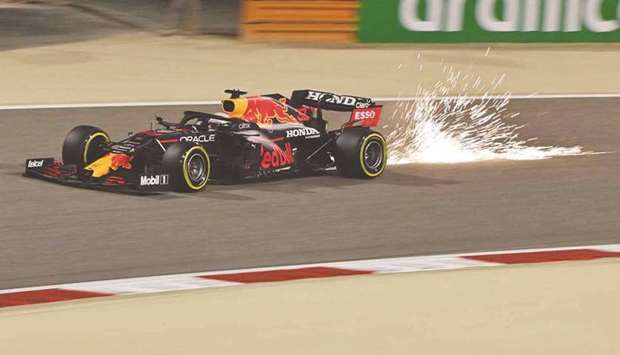 In this March 27, 2021, picture, Red Bullu2019s Max Verstappen drives during the qualifying session for the Bahrain Grand Prix. (AFP)