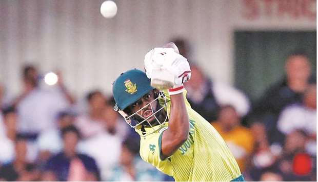 In this February 12, 2020, picture, South Africau2019s Temba Bavuma plays a shot during the first T20 against England at Buffalo Park in East London, South Africa. (Reuters)