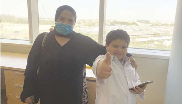 REMARKABLE TRANSFORMATION: Fares, ASD patient, with his mother, who noted that within five months of being a patient at Sidra Medicine and thanks to a wonderful and caring team of experts, there was a dramatic transformation in the boy.