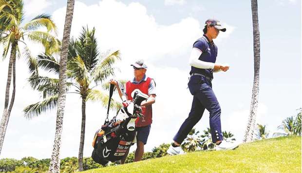 Yuka Saso of the Philippines walks off the ninth green following the first round of the LPGA LOTTE Championship at Kapolei Golf Club in Kapolei, Hawaii. (Getty Images/AFP)