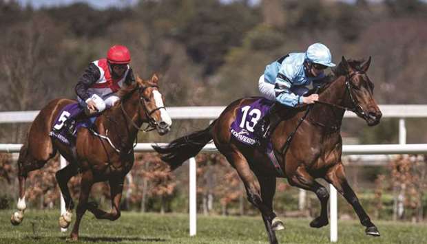 Hugo Journiac (right) rides Millau to victory in the Prix Phebe in Saint-Cloud, France. (Scoopdyga)