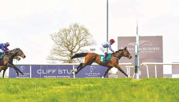 Paul Hanagan rides Toro Strike to Michael Foster Conditions Stakes victory at Thirsk on Saturday. (H