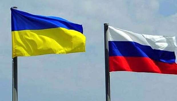 Flags of  Ukraine and Russia  AFP