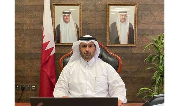 The Chairperson of Qatar General Organization for Standardization and Metrology (QGOSM) Engineer Mohammed bin Saud Al Musallam participates in the virtual meeting