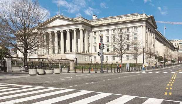 The US Treasury Department building in Washington, DC. Emerging-market bulls whou2019ve benefited from moderating US Treasury yields are bracing for a relapse as political risks also pile up.