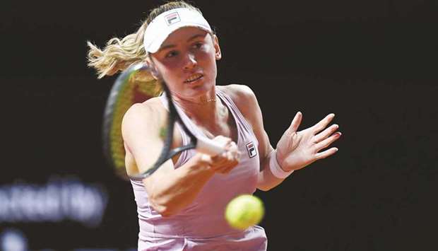 Russiau2019s Ekaterina Alexandrova in action during her round of 32 match against Czech Pepublicu2019s Karolina Muchova at the Stuttgart Open, yesterday. (Reuters)
