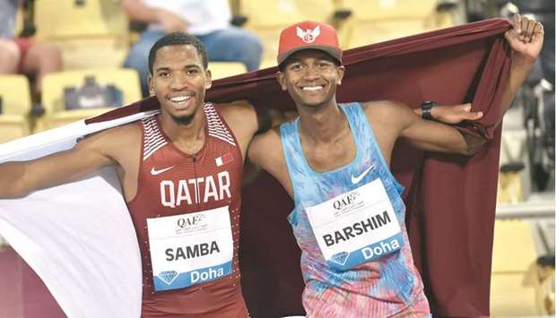 While Abderrahman Samba (left) won over 400m in Potchefstroom, South Africa, on March 31, Mutaz Barshim (right) jumped 2.25m to win the Aspire Invitational in Doha on March 15.