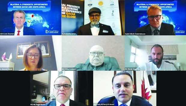 Participants of the webinar highlighting the investment opportunities to be shared by Qatar and South Africa.