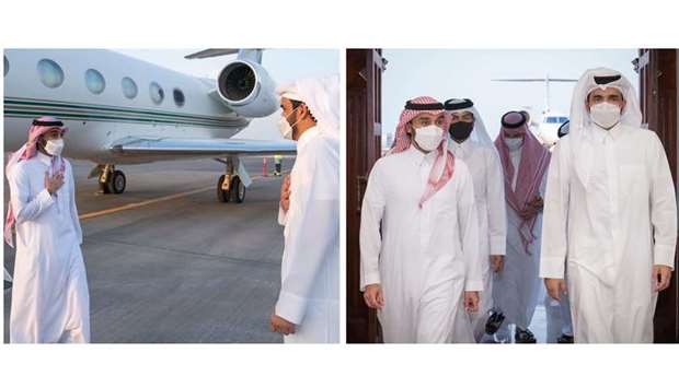 HE Sheikh Joaan bin Hamad al Thani, President of the Qatar Olympic Committee, received Prince Abdulaziz bin Turki al-Faisal, President of the Union of Arab Football Associations, upon his arrival and his accompanying delegation at Hamad International Airport on Tuesday.