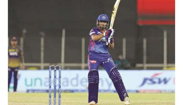 Prithvi Shaw of Delhi Capitals in action during their IPL match against Kolkata Knight Riders yesterday. (Sportzpics for IPL)