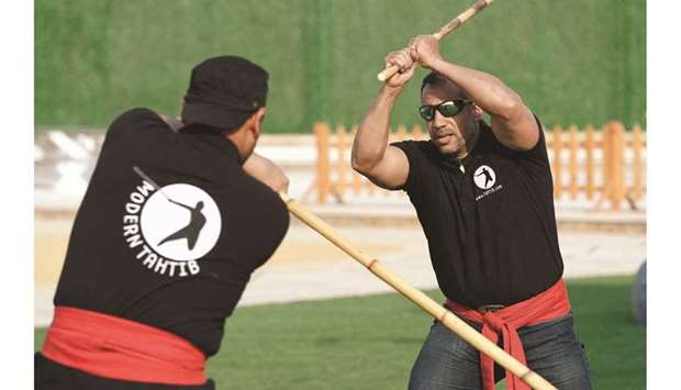 Men take part in a tahtib (stick fighting) training session at a sporting club in the Rihab suburb of Cairo. Egyptu2019s tradition of tahtib, popular at festivities and dating back at least 5,000 years, has become a modern martial art that enthusiasts hope will eventually make it to the Olympics.