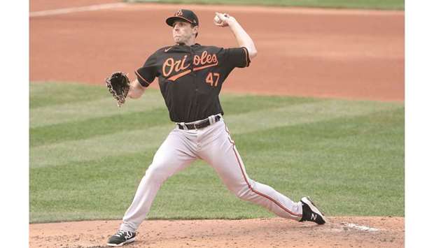 Baltimore Orioles pitcher John Means delivers a pitch during the third inning against the Boston Red Sox at Fenway Park in Boston. (USA TODAY Sports)