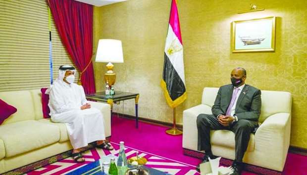 Chairman of the Transitional Sovereignty Council of Sudan Lt Gen Abdel Fattah al- Burhan meets with HE the Deputy Prime Minister and Minister of Foreign Affairs Sheikh Mohamed bin Abdulrahman al-Thani.