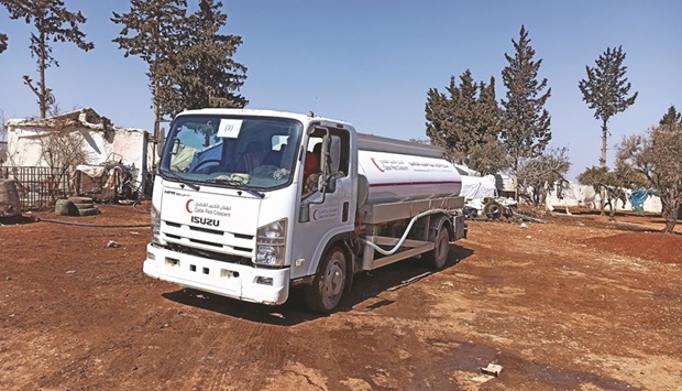 QRCS distributes safe drinking water in Al-Bab camps.
