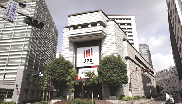 Tokyo Stock Exchange building in Japan. The Nikkei 225 closed down 1.81% to 26,334.98 points yesterday.