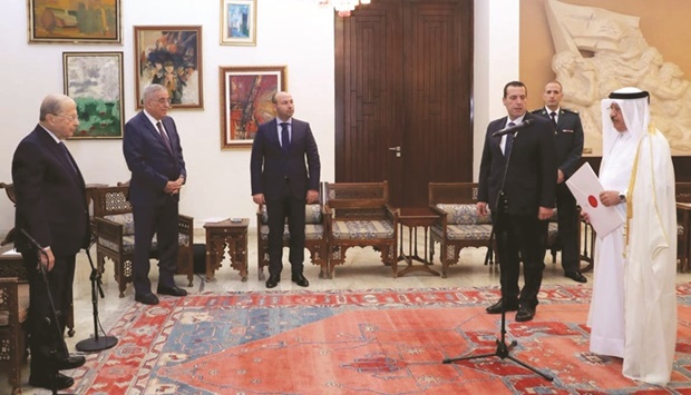 President of Lebanon General Michel Aoun received the credentials of ambassador extraordinary and plenipotentiary of Qatar to Lebanon Ibrahim Abdulaziz Mohamed Saleh al-Sahlawi.