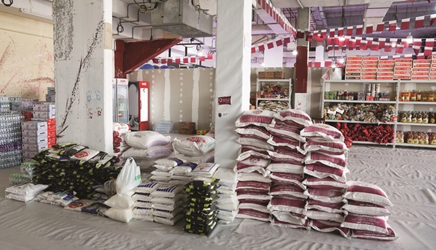 QC receives all types of food stuff from donors at Al Ahli Sports Club.