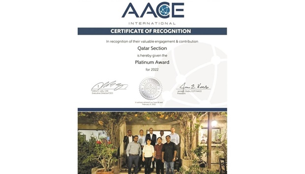 AACE Qatar meeting in person after receiving a Platinum award.