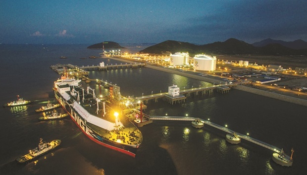 An LNG tanker is seen at the liquefied natural gas terminal owned by Chinese energy company ENN Group, in Zhoushan, Zhejiang province (file). China became the top global LNG importer in 2021 overtaking Japan as the leader in the consumption of liquefied gas, followed by South Korea, and India.
