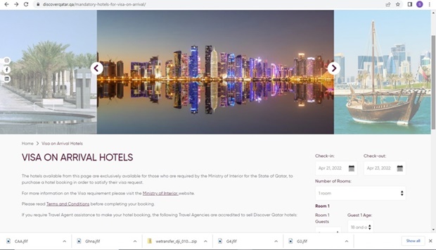 The hotel booking option for the entire period of stay for visitors seeking Visa on Arrival in Qatar is back on the Discover Qatar website, with bookings available from April 14. The website provides a link to the Ministry of Interior (MoI) website