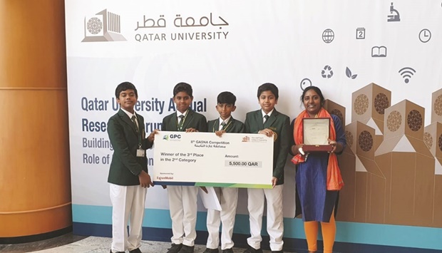 The DPS-Modern Indian School students who bagged the third position. They participated under the supervision and guidance of Kalaiselvi Kumar.