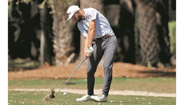 Cameron Young plays his shot on the second hole during the second round of the RBC Heritage at Harbor Town Golf Links in Hilton Head Island, South Carolina. (AFP)