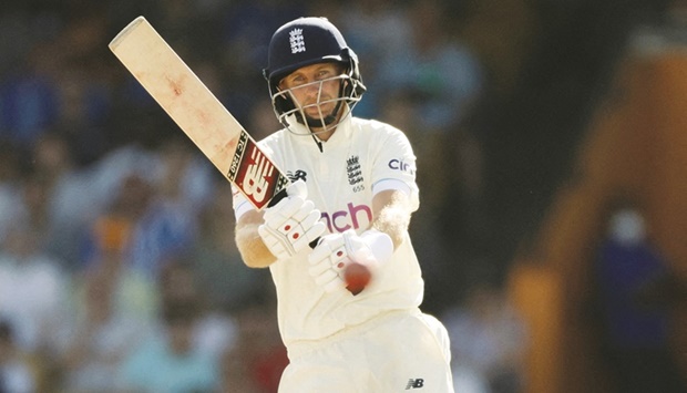 Englandu2019s Joe Root in action during the second Test against the West Indies in Bridgetown, Barbados, on March 16, 2022. (Reuters)