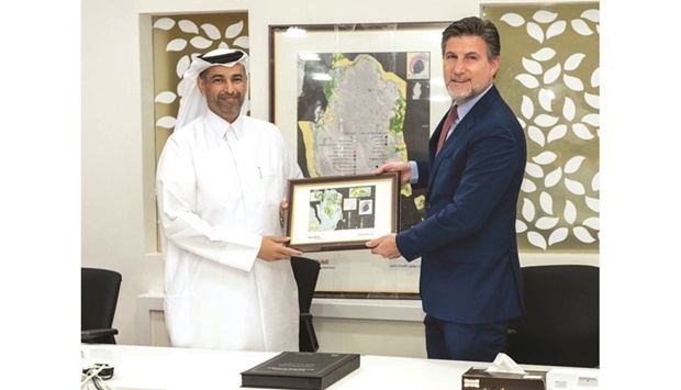 HE the Minister of Environment and Climate Change Sheikh Dr Faleh bin Nasser bin Ahmed bin Ali al-Thani, received high-resolution maps of Qatar's beaches, during his visit on Monday to the EMRQ Center at Qatar Science and Technology Park.