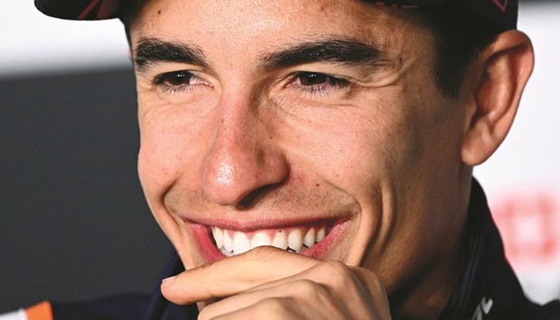 Repsol Honda Team Spanish MotoGP rider Marc Marquez attends a press conference at the Algarve International Circuit in Portimao ahead of the Portuguese Grand Prix. (AFP)
