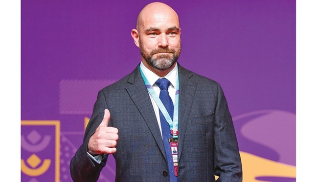 Qataru2019s coach Felix Sanchez arrives for the draw for the FIFA World Cup 2022 at the Doha Exhibition and Convention Center yesterday. PICTURE: Noushad Thekkayil