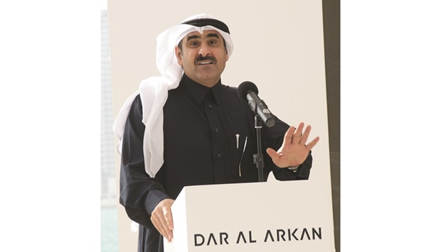 Yousef al-Shelash, chairman, Dar Al Arkan Real Estate Development Company, delivering a speech. He expressed confidence in the Qatari market, citing the countryu2019s rapid economic development. PICTURE: Thajudheen