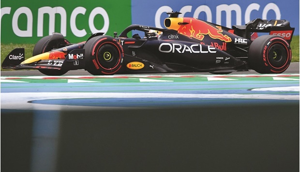 Red Bullu2019s Max Verstappen in action during qualifying for the Emilia Romagna Grand Prix in Imola, Italy, yesterday. (Reuters)