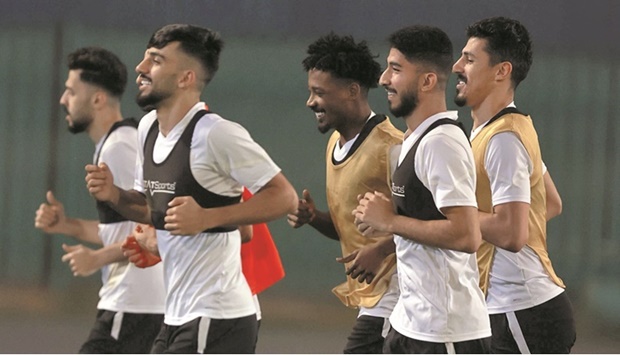 Al Sadd players train yesterday, on the eve of their AFC Champions League Group E game against Nasaf in Dammam.