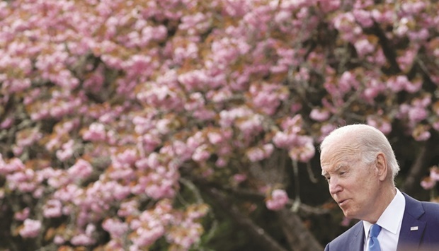 US President Joe Biden delivers remarks about climate change and protecting national forests on Earth Day at Seward Park in Seattle, Washington.