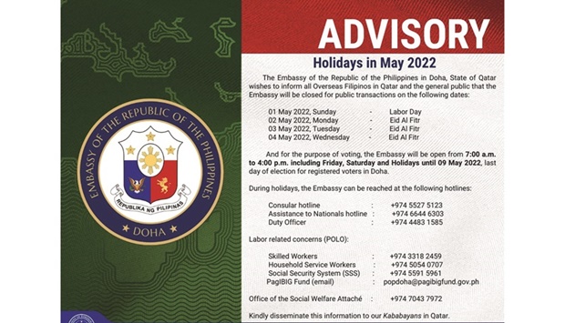 Embassy advisory