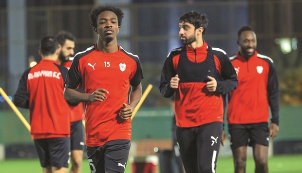Al Rayyan players train in Riyadh on Tuesday.