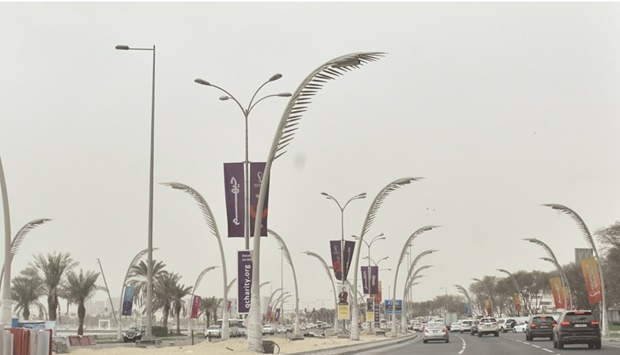 Cloudy conditions and light rain in Doha yesterday. PICTURE: Thajudheen