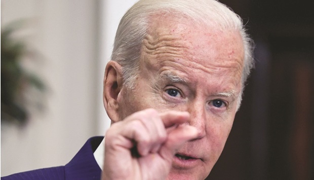 President Joe Biden announces additional military and humanitarian aid for Ukraine as well as fresh sanctions against Russia during a speech at the White House in Washington yesterday. (Reuters)