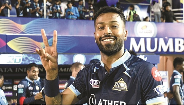 Gujarat Titans skipper Hardik Pandya after his side beat Royal Challengers Bangalore in their Indian Premier League (IPL) match in Mumbai yesterday.