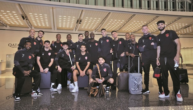 Al Duhail players arrive in Buraidah, Saudi Arabia, on Tuesday ahead of the AFC Champions League campaign.