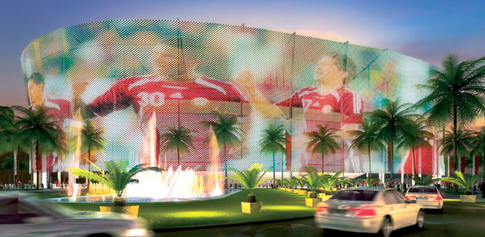 The exterior view of the planned Rayyan stadium.