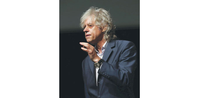 Irish singer-songwriter and activist Sir Bob Geldof speaks at the closing ceremony of the 20th International Aids Conference in Melbourne yesterday.