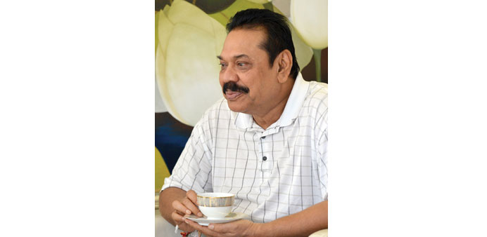 Mahinda Rajapakse during an interview in Colombo yesterday. 