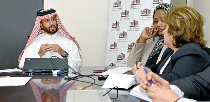  Dr al-Sowaidi addressing journalists yesterday at QU.