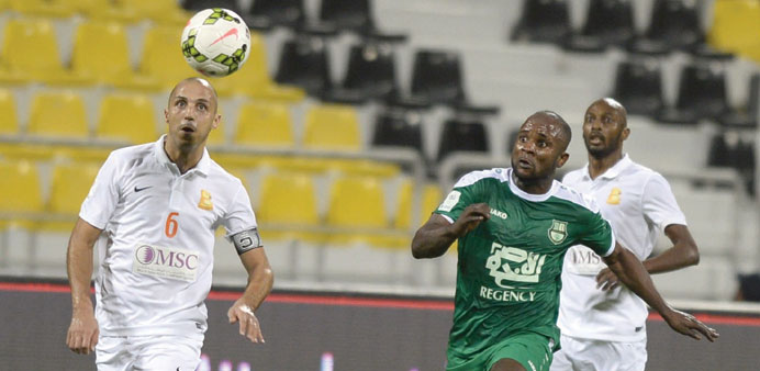 Action from Al Ahli-Umm Salal match yesterday which ended in a 1-1 draw.