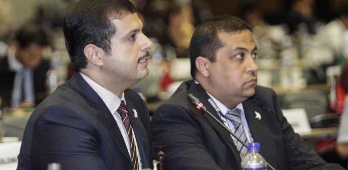 Saif al-Kuwari speaks at the UNWTO General Assembly held in the Colombian city of Medellin. 