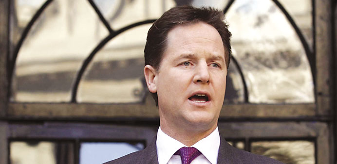  Clegg: criticises Cameron.
